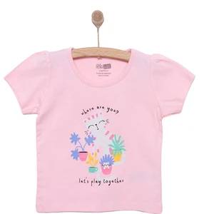 Basic Kız Kaktüs Kedi Baskılı T-Shirt Kız Bebek