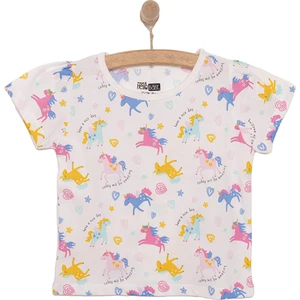Basic Kız Kalpli Unicorn Desenli T-Shirt Kız Bebek