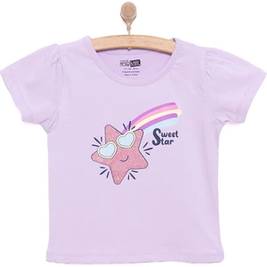 Basic Kız Kayan Yıldız Baskılı T-Shirt Kız Bebek