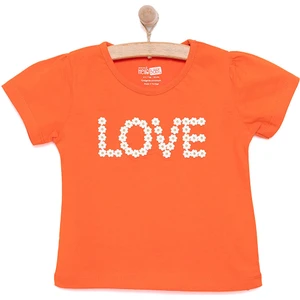 Basic Kız Papatya Yazı Baskılı T-Shirt Kız Bebek