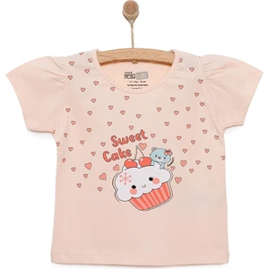 Basic Kız Tatlı Kek Baskılı T-Shirt Kız Bebek