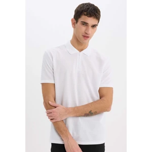 Regular Fit Polo Yaka Yarım Fermuarlı Kısa Kollu Siyah Tişört E4233AX25SM