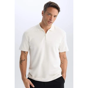 Regular Fit Polo Yaka Yarım Fermuarlı Kısa Kollu Tişört D7227AX25SP