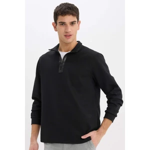 Regular Fit Dik Yaka Yarım Fermuarlı Basic Düz Sweatshirt D7226AX25SP