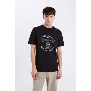 %100 Pamuk Regular Fit Bisiklet Yaka Baskılı Kısa Kollu Tişört E1329AX25SP