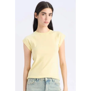 Slim Fit Dar Kesim Bisiklet Yaka Basic Düz Ribana Kısa Kollu Tişört C7334AX25SP