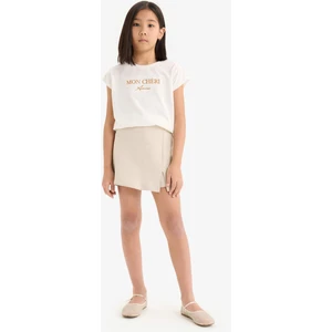 Kız Çocuk 2'li Takım Baskılı Kısa Kollu Tişört Şort Etek E1260A825SM