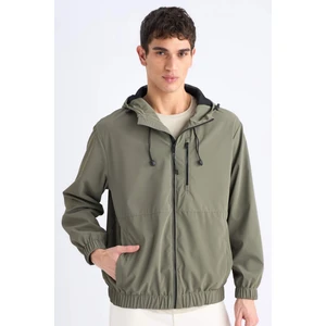 Su İtici Regular Fit Kapüşonlu Fermuarlı Cepli Mevsimlik Baharlık Yağmurluk Mont D7883AX25SP