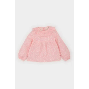 Kız Bebek Çiçekli Flamlı Poplin Uzun Kollu Gömlek E6101A525SP