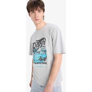 %100 Pamuk Boxy Fit Bisiklet Yaka Baskılı Kısa Kollu Tişört D5586AX25SP