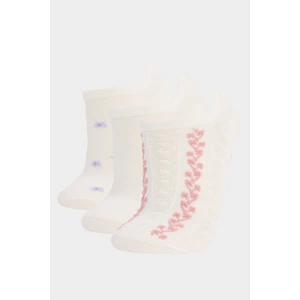 Kadın 3'lü Pamuklu Sneaker Çorap E2086AXNS