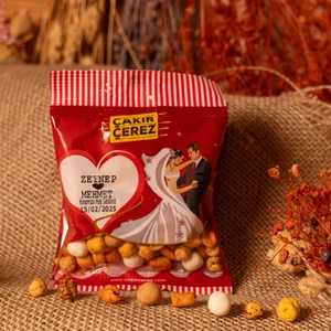 Çakır Çerez Kabuklu 50 gr Sünnet Düğün ve Kına Çerezi Kişiye Özel Isim Baskılı Standart 100 Paket