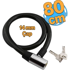 Bisiklet Kilidi 80 cm Halat Zincir Kilit Motosiklet Çelik Kilit Çap 14 Ø  Hırsız Önleme Güvenlik