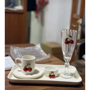 Hediye Köşkü 6 Kişilik 30 Parça Kirazlı Porselen Kahve Sunum Seti