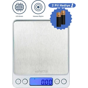 Ayada Pil Hediyeli Paslanmaz Çelik Mutfak Tartısı 3 Kg