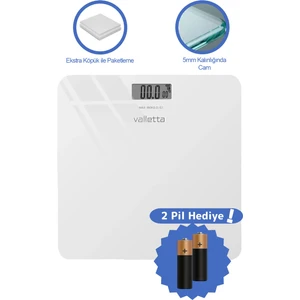 Echo Pil Hediyeli Dijital Cam Baskül Tartı 180 Kg Lcd Ekranlı Beyaz