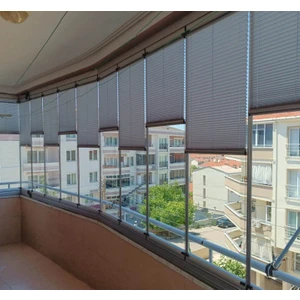 Yazar Home Katlanabilir Cam Balkon Plise Perdesi Gri (Vidalı - Kancalı)