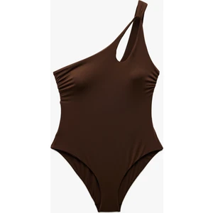 Mat Kumaş Astarlı Tek Omuz Mayo