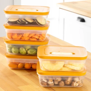 6'lı Hava Kanallı Ayarlanabilir Sebze ve Meyve Saklama Kabı 6x(1,15 lt) turuncu