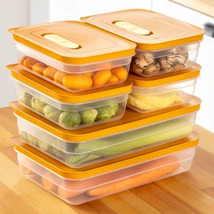 6'lı Hava Kanallı Ayarlanabilir Sebze ve Meyve Saklama Kabı 4x(1,15 Lt) 2x(2,5 lt) turuncu