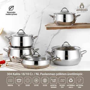 Parla 10 Parça Indüksiyon Tabanlı Paslanmaz Çelik Tencere Seti