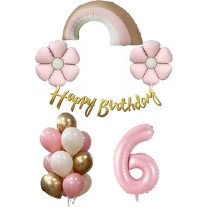 Patladı Gitti Retro 6 Yaş Papatya Temalı Kız Bebek Konsept Doğum Günü Seti