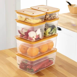 6'lı Hava Kanallı Ayarlanabilir Sebze ve Meyve Saklama Kabı 2x(1,15-2,35-5 lt) turuncu