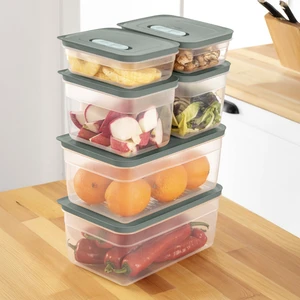 6'lı Hava Kanallı Ayarlanabilir Sebze ve Meyve Saklama Kabı 2x(1,15-2,35-5 lt) yeşil