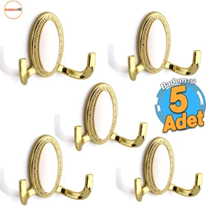 Seçil Askı 5 Adet Altın Dolap Askılık Askılığı Duvar Vestiyer Banyo Mutfak Elbise Kıyafet Askısı