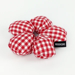 El Yapımı Pötikare Desenli Scrunchies Toka - Kırmızı Beyaz