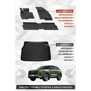 Jaecoo 7 4x4 2024+ Uyumlu 4.5d Premium Havuzlu Oto Paspas ve Liner Marka 3D Bagaj Havuzu