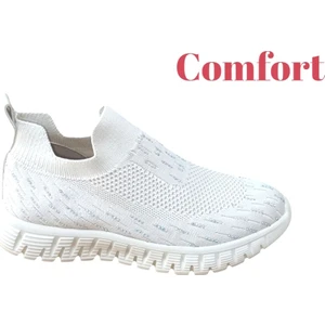 502 Kadın Bej Triko Taşlı Memory Foam Tabanlıklı Comfort Sneaker Bej