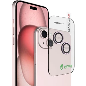 Buddıes iPhone 15  / 15 Plus Uyumlu Kamera Lens Koruyucu (PİNK)