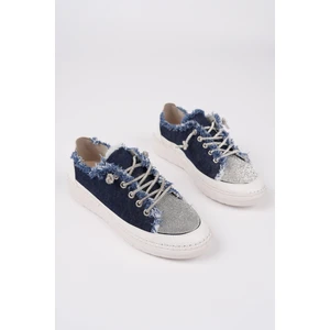 Damsel Bağcıklı Taşlı Kadın Günlük Denim Sneaker Spor Ayakkabı