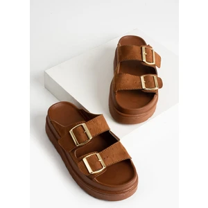 Dicle Polat Kadın Günlük Terlik Çift Bantlı Terlik Kalın Taban  Elly Taba