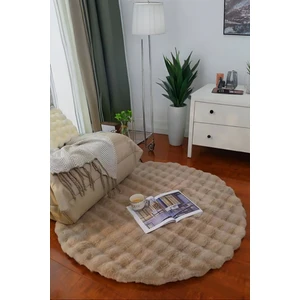 Bubble Yuvarlak Vizon Uzun Tüylü Yumuşak Peluş Kaymaz Yıkanabilir Salon Oturma Odası Balkon Halısı