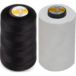 120 No 5000 mt Siyah ve Beyaz Polyester Dikiş Ipliği (2 Adet Bora)