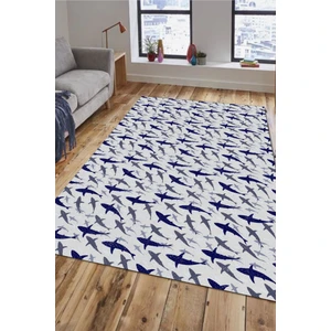 The Reef Design Deniz Temalı Köpek Balığı Desenli Scuba Dijital Baskılı Oturma Odası Halısı
