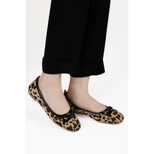 Renkli Butik Fiyonklu Kadın Balerin Babet Altın Yılan Desen Gold, Gümüş, Leopar Renklerde