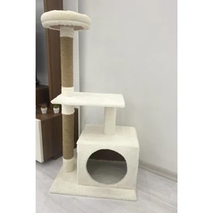 Beyaz Kedi Tırmalama ve Oyun Evi Platformu