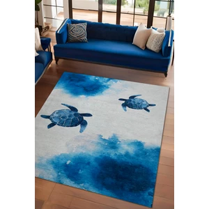 The Reef Design Deniz Kaplumbağası Desenli Dokuma Kaymaz Tabanlı Dijital Baskılı Mutfak Halısı