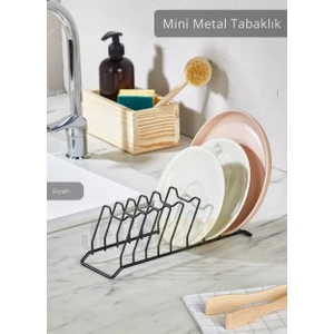 Tezgah Üstü Tabaklık Paslanmaz Tabak Tutucu Bulaşıklık Metal Bulaşık Sepeti Siyah