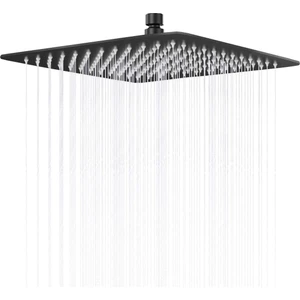 Tepe Duş Başlığı Kare Slim 304 Metal 20x20 cm Siyah