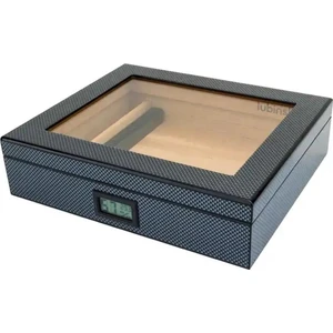 Cedar Basic Camlı Puro Kutusu Humidor Slim Dijital Karbon 15s