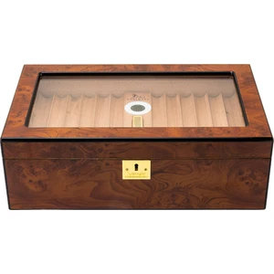 Yeni Cedar Camlı Tepsili Puro Kutusu Humidor Kahve 60S