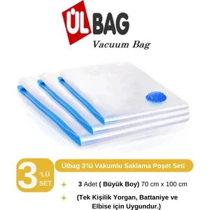 (3 Adet) Büyük Boy 70 cm x 100 cm Vakumlu Poşet- Vakumlu Hurç