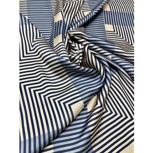 Scarf Mavi Ekru Çizgili Fular  70*70