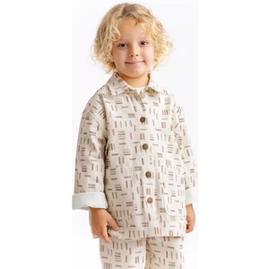 Çizgi Desenli Gabardin Ceket 2-7 Yaş Ekru Çizgili