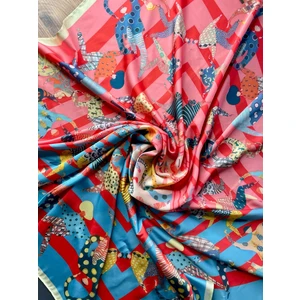 Scarf Pink/turkuaz Geçişli Fular 100*100 cm