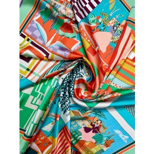 Scarf Turquaz Kareli Fular 100*100